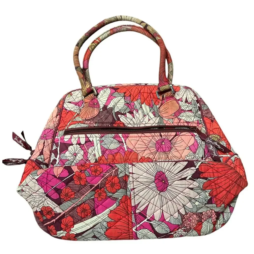 Retro Floral Vera Bradley Bowler Bag Pink‎ Red Cotton Y2K Coquette Purse Floral